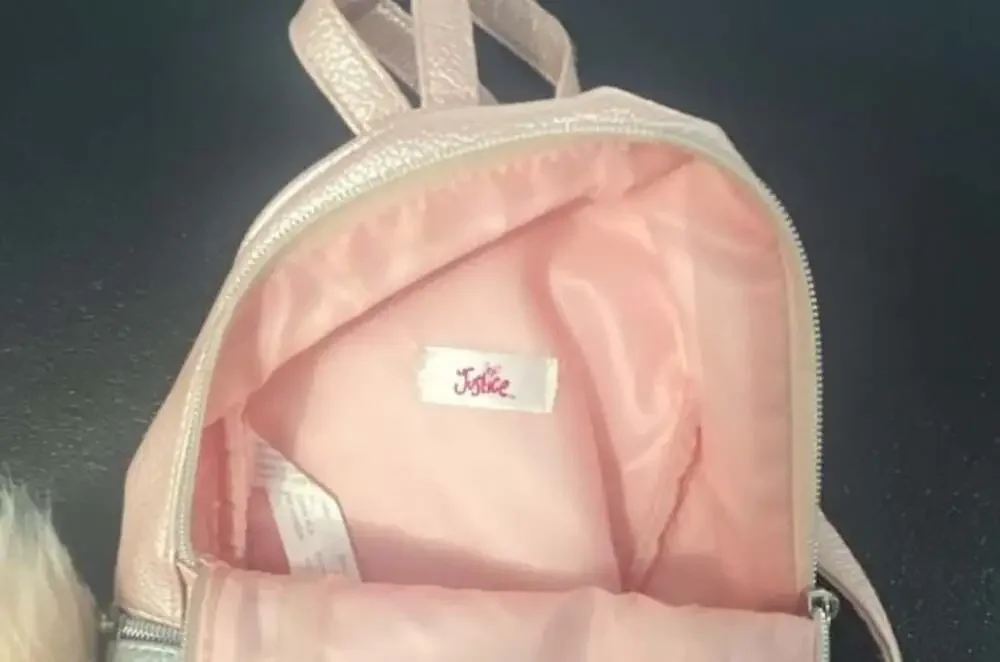 Justice Pebbled Studded Pink and Silver Mini Backpack